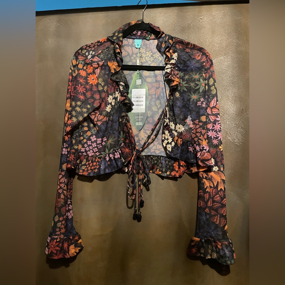 Farm Rio floral wrap blouse